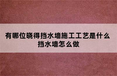 有哪位晓得挡水墙施工工艺是什么 挡水墙怎么做